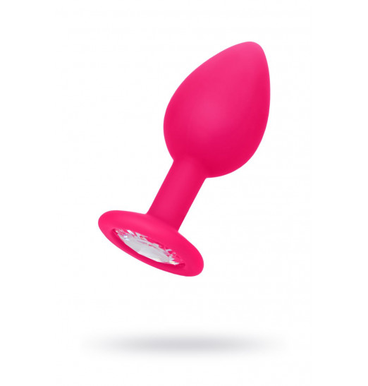 Розовый анальный страз с прозрачным кристаллом - 7,3 см.