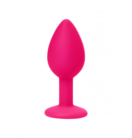 Розовый анальный страз с прозрачным кристаллом - 7,3 см.