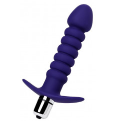 Силиконовый рельефный анальный вибратор - 14 см.