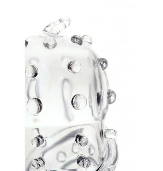 Прозрачная рельефная насадка на пенис - 15,3 см.