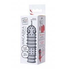 Прозрачная рельефная насадка на фаллос - 15,3 см.