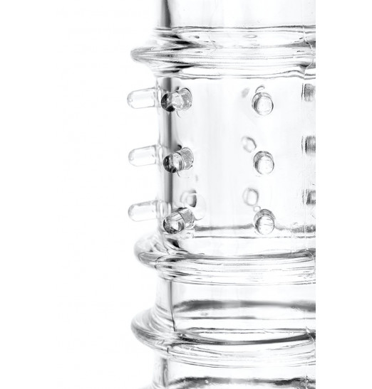 Прозрачная рельефная насадка на фаллос - 15,3 см.