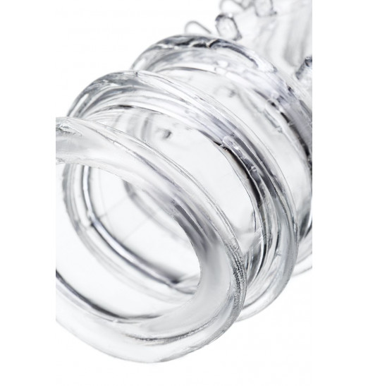 Прозрачная рельефная насадка на фаллос - 15,3 см.