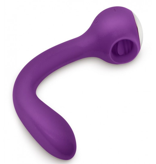 Фиолетовый универсальный вибратор Drago с язычком - 18,3 см. Фиолетовый универсальный вибратор Drago с язычком - 18,3 см.