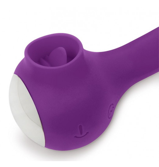 Фиолетовый универсальный вибратор Drago с язычком - 18,3 см. Фиолетовый универсальный вибратор Drago с язычком - 18,3 см.