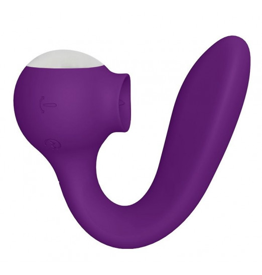 Фиолетовый универсальный вибратор Drago с язычком - 18,3 см. Фиолетовый универсальный вибратор Drago с язычком - 18,3 см.