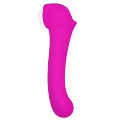 Розовый клиторальный стимулятор Caldo с функцией вибратора - 19 см.