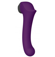 Фиолетовый клиторальный стимулятор Caldo с функцией вибратора - 19 см.
