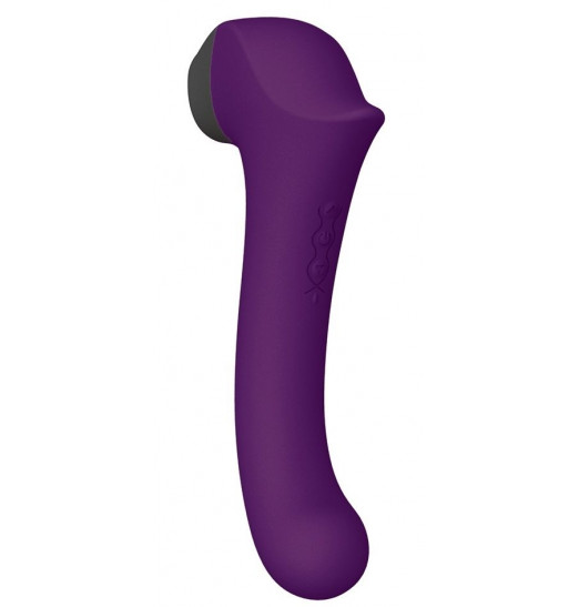 Фиолетовый клиторальный стимулятор Caldo с функцией вибратора - 19 см.