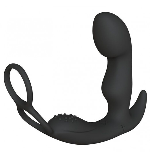 Черный вибромассажер простаты Culo с эрекционным кольцом - 12 см. Черный вибромассажер простаты Culo с эрекционным кольцом - 12 см.