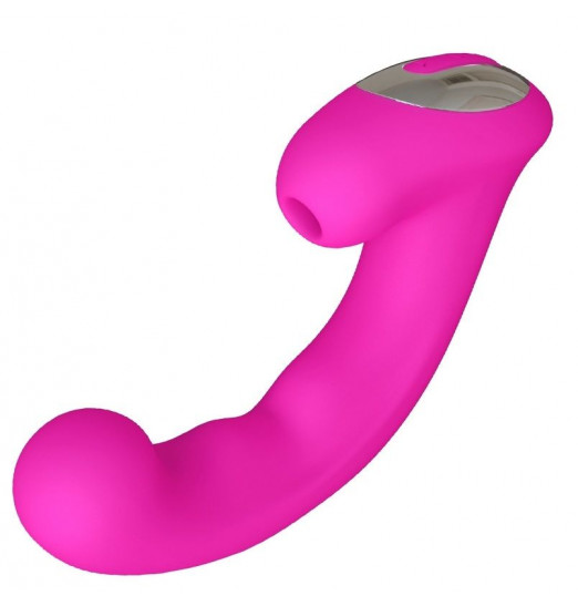 Розовый клиторальный стимулятор с функцией вибратора Amante - 17,8 см.