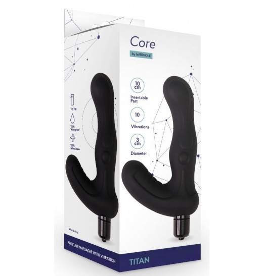 Черный вибромассажер простаты Titan - 15 см. Черный вибромассажер простаты Titan - 15 см.