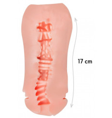 Телесный мастурбатор-вагина Miss в черной колбе