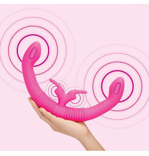 Розовый парный вибратор-кролик Together Vibes - 35,6 см.