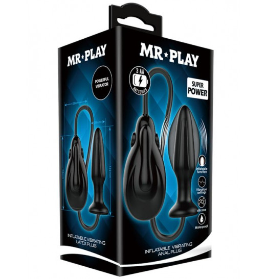 Черная анальная расширяющаяся вибропробка Mr.Play - 13,5 см.