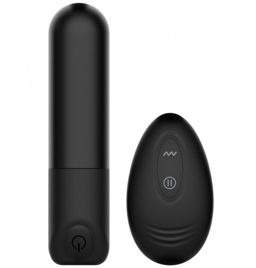 Черный мини-вибратор Rick с пультом - 8,6 см. Черный мини-вибратор Rick с пультом - 8,6 см.