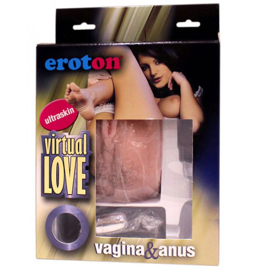 Телесный вибромастурбатор VIRTUAL LOVE с двумя рабочими отверстиями