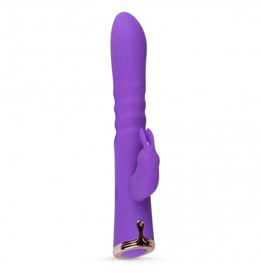 Фиолетовый вибратор-кролик The Queen Thrusting Vibrator - 29 см.