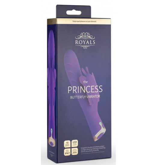 Фиолетовый вибратор-кролик The Princess Butterfly Vibrator - 20,5 см.