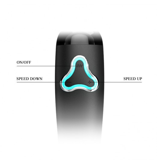 Черный жезловый вибромассажер с ребристой головкой Body Wand - 25 см.