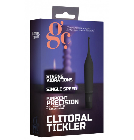 Черный клиторальный вибромассажер Clitoral Tickler - 16,2 см.