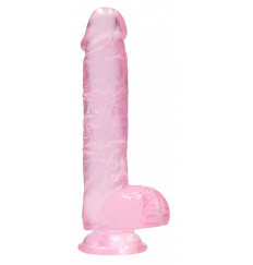Розовый фаллоимитатор Realrock Crystal Clear 9 inch - 25 см.