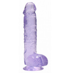 Фиолетовый фаллоимитатор Realrock Crystal Clear 9 inch - 25 см.