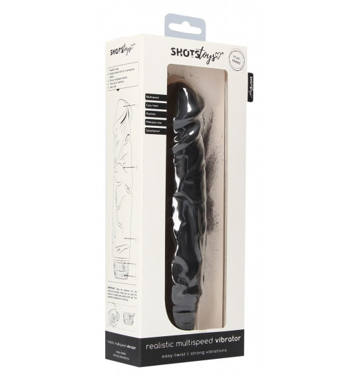 Черный вибромассажер Realisic Multispeed Vibrator - 23 см.