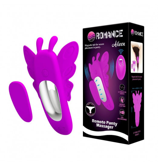 Лиловая вибробабочка в трусики Aileen с пультом ДУ Лиловая вибробабочка в трусики Aileen с пультом ДУ