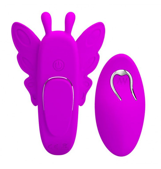 Лиловая вибробабочка в трусики Aileen с пультом ДУ Лиловая вибробабочка в трусики Aileen с пультом ДУ