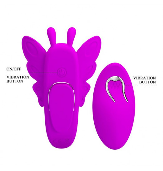Лиловая вибробабочка в трусики Aileen с пультом ДУ Лиловая вибробабочка в трусики Aileen с пультом ДУ