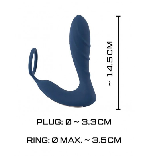 Синий вибростимулятор простаты с кольцом - 14,5 см. Синий вибростимулятор простаты с кольцом - 14,5 см.