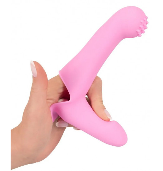Нежно-розовая двойная вибронасадка на палец Vibrating Finger Extension - 17 см. Нежно-розовая двойная вибронасадка на палец Vibrating Finger Extension - 17 см.