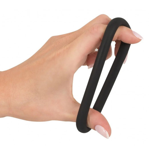 Черное эрекционное кольцо на пенис и мошонку Черное эрекционное кольцо на пенис и мошонку