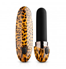 Леопардовый вибромассажер-помада Asha Lipstick Vibrator - 10 см.