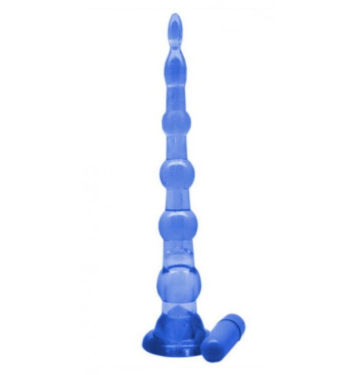 Синяя анальная цепочка с пулькой EROTICON PYRAMID GELS - 21,5 см.