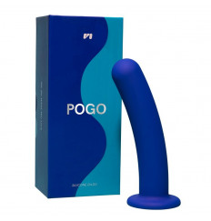 Синий гладкий фаллоимитатор-насадка Pogo - 15,5 см.
