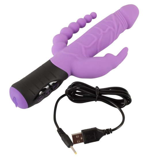 Сиреневый тройной вибратор Triple Vibrator - 22,2 см.