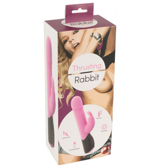 Розовый вибратор-кролик Thrusting Rabbit - 25 см. Розовый вибратор-кролик Thrusting Rabbit - 25 см.