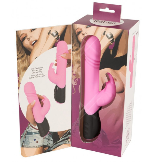 Розовый вибратор-кролик Thrusting Rabbit - 25 см. Розовый вибратор-кролик Thrusting Rabbit - 25 см.