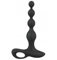 Черная анальная цепочка с вибрацией Rechargeable Anal Beads - 20 см.