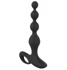 Черная анальная цепочка с вибрацией Rechargeable Anal Beads - 20 см.