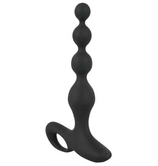 Черная анальная цепочка с вибрацией Rechargeable Anal Beads - 20 см.