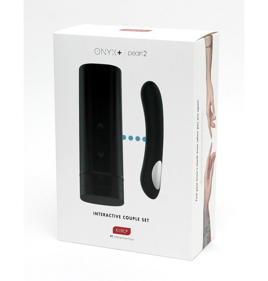 Набор для секса на расстоянии: мастурбатор Onyx+ и черный вибратор Pearl 2
