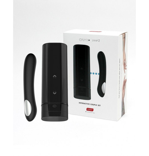 Набор для секса на расстоянии: мастурбатор Onyx+ и черный вибратор Pearl 2