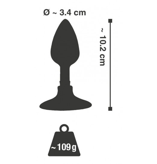 Хромированная анальная пробка Metal Plug with Suction Cup на присоске - 10,2 см.
