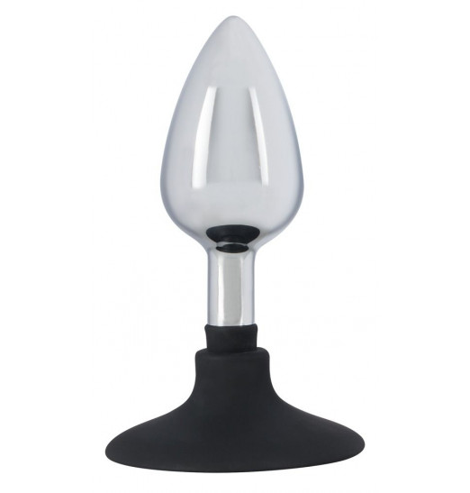 Хромированная анальная пробка Metal Plug with Suction Cup на присоске - 10,2 см.