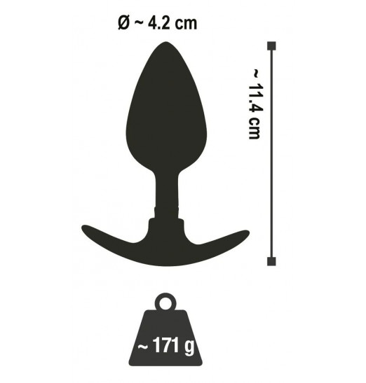 Хромированная анальная пробка с силиконовым ограничителем - 11,4 см.