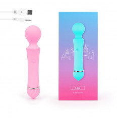 Розовый вибромассажер Sasa с круглой головкой - 16 см.