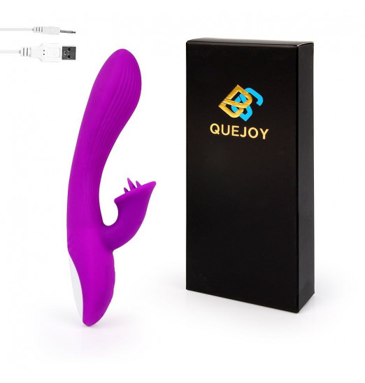 Фиолетовый рельефный вибратор-кролик QUEJOY - 25 см. Фиолетовый рельефный вибратор-кролик QUEJOY - 25 см.